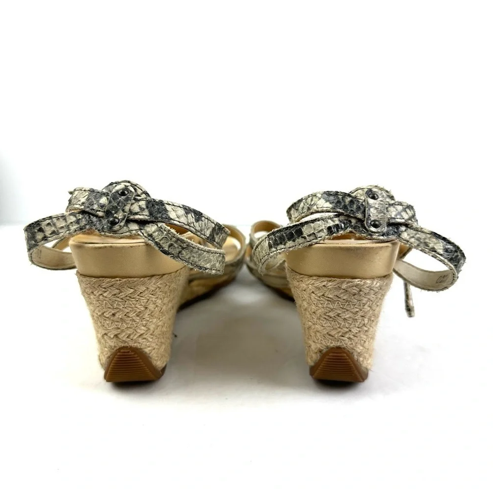 Paul Green Sandal 10 Snakeskin Espadrille‎ Wedge Strappy Shoes Womens